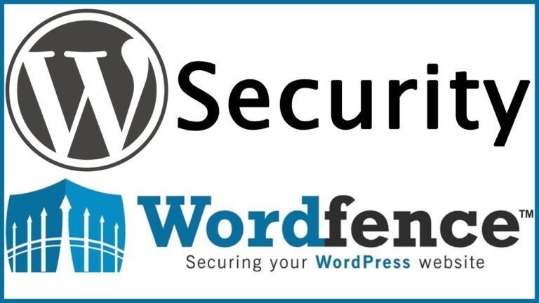 wordfence-plugin-setup Logo of WordPress with the word "Security" above it, and Wordfence logo below, promoting website security for WordPress users.
